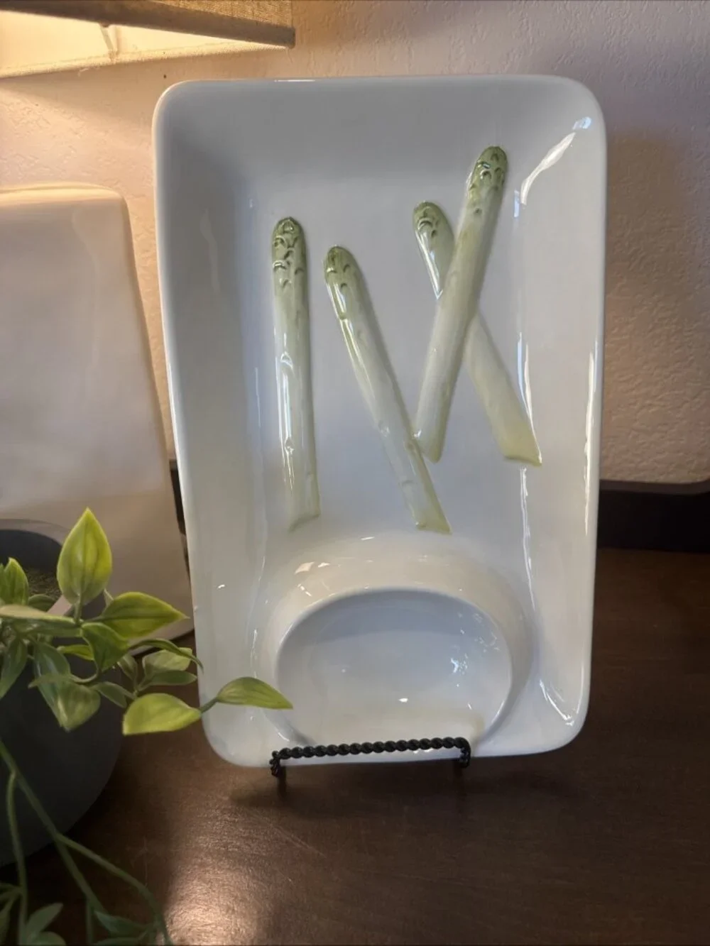 Williams Sonoma Ceramic Pottery Asparagus Platter & Sauce Tray Made in Italy